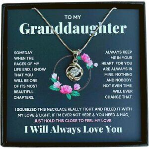 Granddaughter Necklace Gifts from Grandma, Silver Interlocking Hearts, Adjustabl